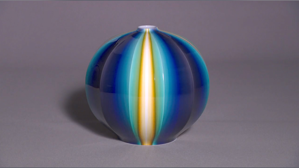 “Galaxy” jar with twelve edges coated with color glaze